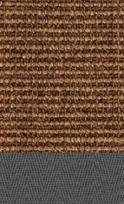 Sisal Salvador braun 083 tæppe med kantbånd i grau 042